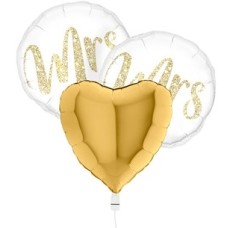 Bunch of Balloons Wedding Woman and Woman Gold White